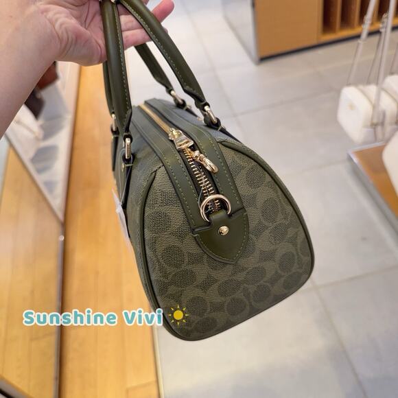 NWT Coach Rowan Satchel Bag In Signature Canvas CV961 Gold/Olive - Picture 5 of 10